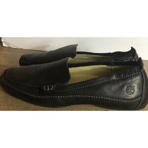 Timberland Womans Comforia Size 10M Black Leather Slip On Loafers Shoes